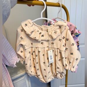Floral Baby Romper with Ruffle Collar